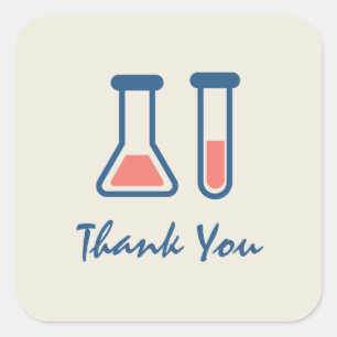 Sticker Carré Beaker & Test Tube Science Thème Merci