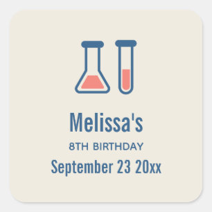 Sticker Carré Beaker & Test Tube Science Themed