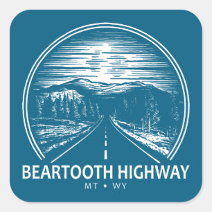 Sticker Carré Beartooth Highway Montana Wyoming Forest