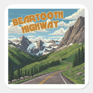 Sticker Carré Beartooth Highway Montana Wyoming Paysage