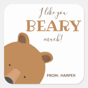 Sticker Carré Beary Many Bear Classroom Valentine