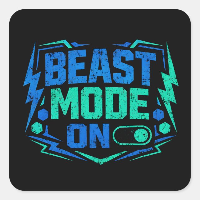 Sticker Carré Beast Mode ON – Gym Activation Power (Devant)