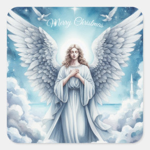 Sticker Carré Beau Ange Blanc Gardien
