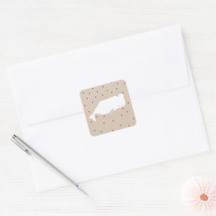 Sticker Carré Beau Baby shower baleine blanche Beige neutre