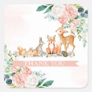 Sticker Carré Beau baby shower de fille d'animaux de région