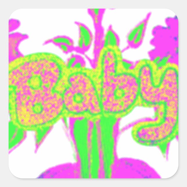 Sticker Carré Beau bébé Extraordinaire rose Inspirationnel Flora (Devant)