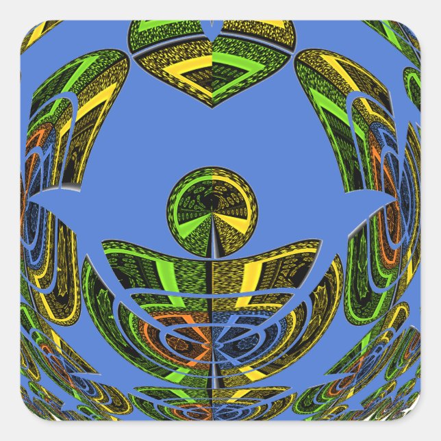 Sticker Carré Beau bleu africain traditionnel Vecteur ethnique (Devant)