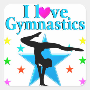 STICKER CARRÉ BEAU BLEU J'ADORE GYMNASTICS DESIGN