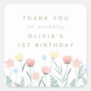 Sticker Carré Beau Bouquet Fleur sauvage Anniversaire