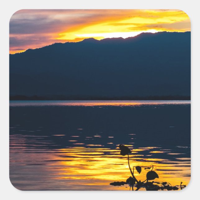 Sticker Carré Beau coucher de soleil paysage Pittoresque Art pho (Devant)