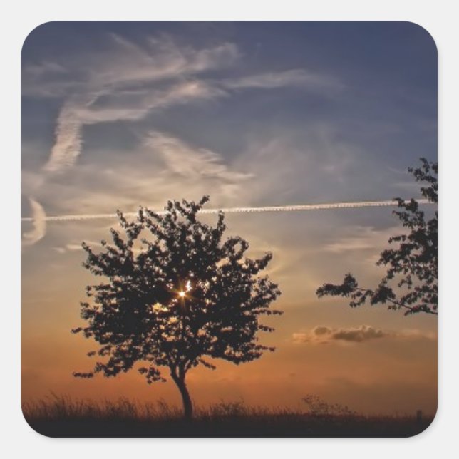 Sticker Carré Beau coucher de soleil paysage Pittoresque Art pho (Devant)