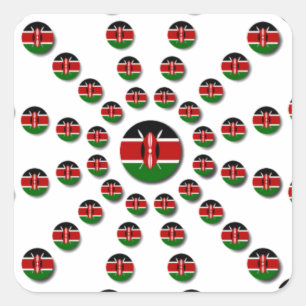 Sticker Carré Beau Drapeau circulaire kenyan : Un design radial