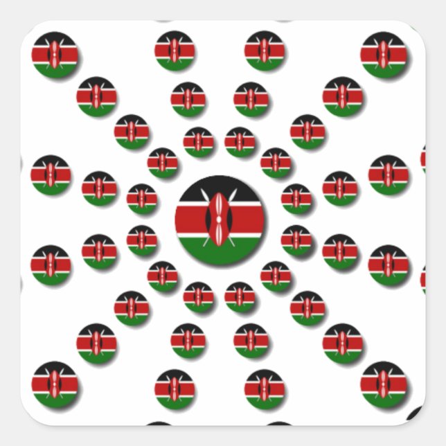 Sticker Carré Beau Drapeau circulaire kenyan : Un design radial (Devant)