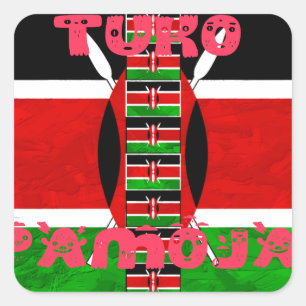 Sticker Carré Beau drapeau du Kenya Tuko Pamoja Inspirational