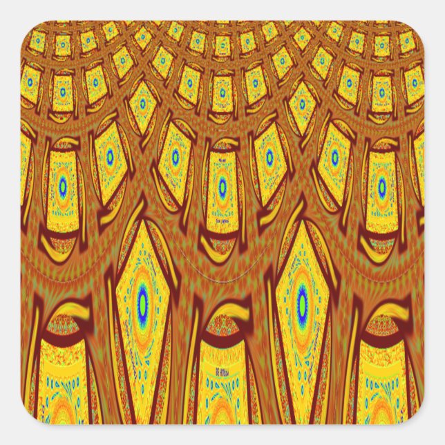Sticker Carré Beau Golden Brown Africain Tribal Imprimé vecteur (Devant)