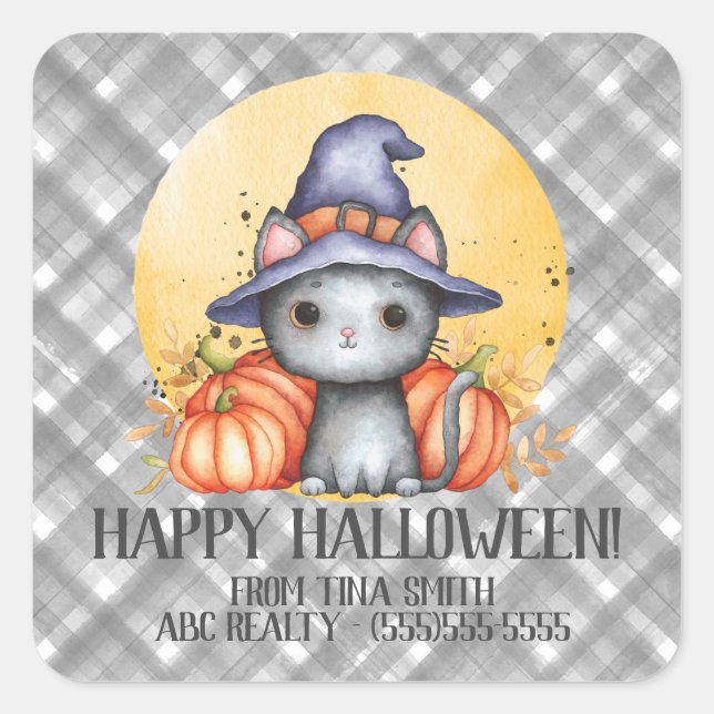 Sticker Carré Beau Halloween pour le client (Devant)
