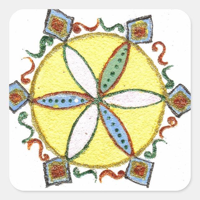 Sticker Carré Beau Inspirationnel Star Floral Vector Motif (Devant)