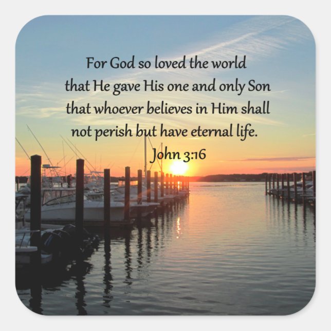STICKER CARRÉ BEAU JOHN 3:16 SUNSET PHOTO DESIGN (Devant)