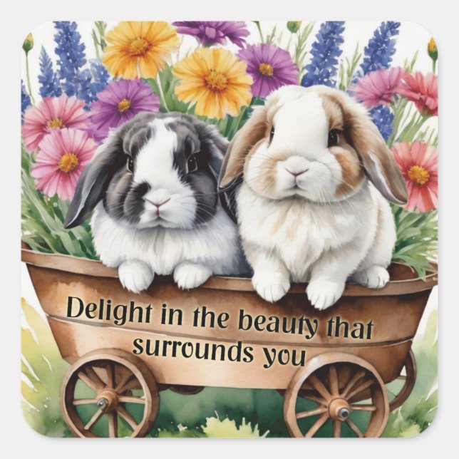 Sticker Carré Beau Lapin Lapin Lop Joli lapin (Devant)