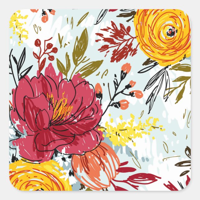 Sticker Carré Beau Rose (Devant)