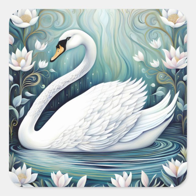 Sticker Carré Beau Swan (Devant)