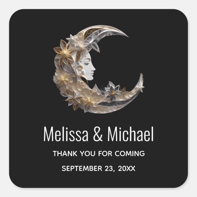 Sticker Carré Beau visage dans la lune Merci (Devant)