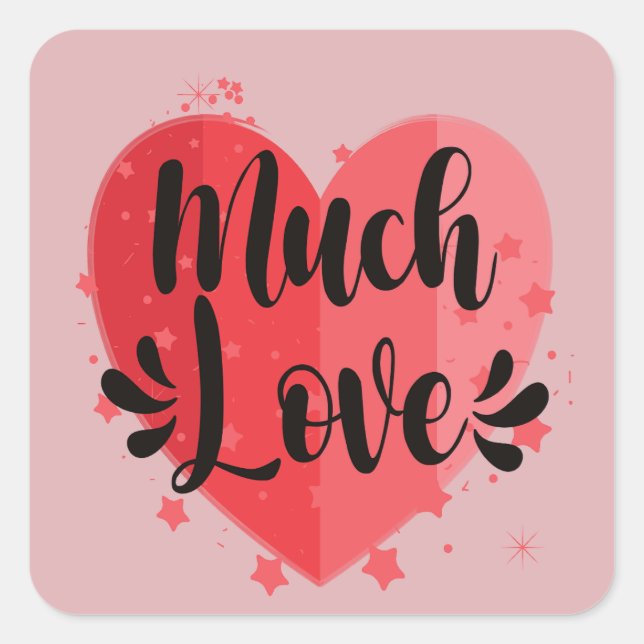 Sticker Carré Beaucoup d'amour, grand coeur (Devant)