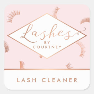 Sticker Carré Beaucoup de Lashes Motif Lash Salon Rose/Rose Or
