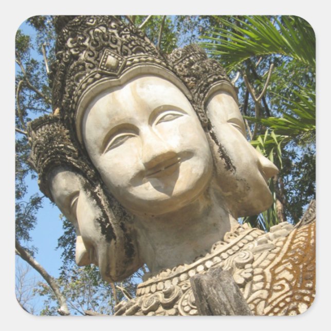 Sticker Carré Beaucoup Face Wai ... Nong Khai, Isaan, Thaïlande (Devant)