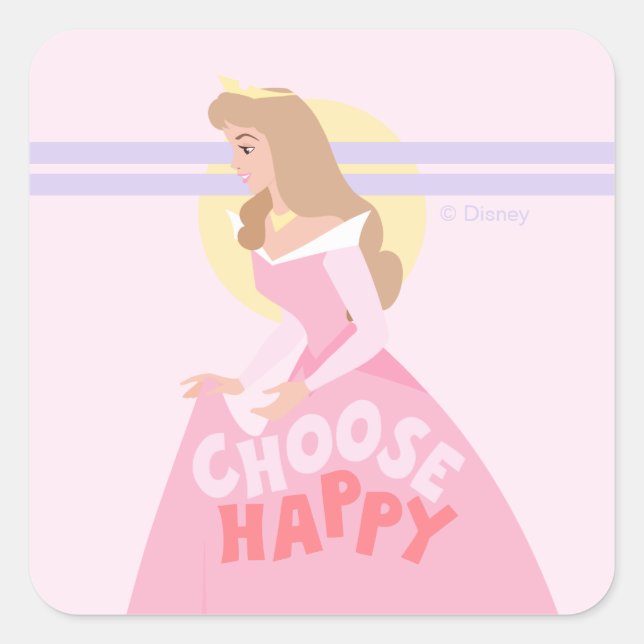 Sticker Carré Beauté dormante Aurora | Choisissez Happy (Devant)