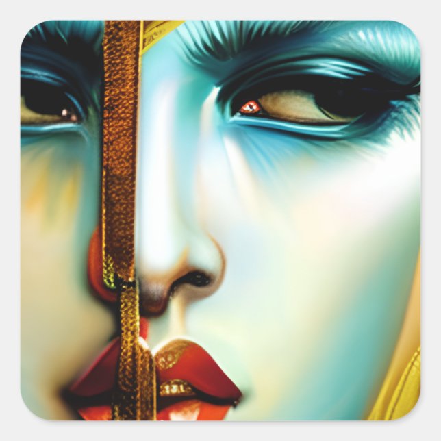 Sticker Carré Beauté mystique Déesse dorée (Devant)