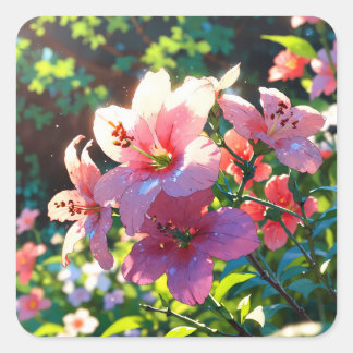 Sticker Carré Beautiful anime flowers illustration