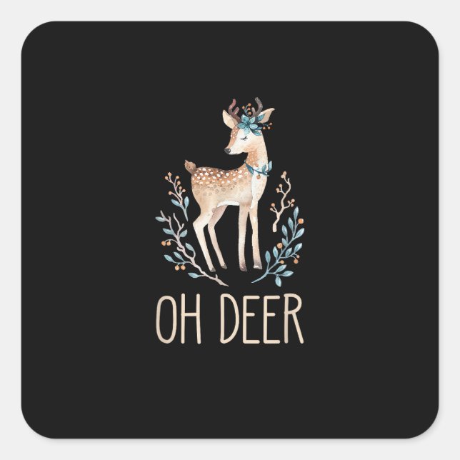 Sticker Carré Beautiful Funny Deer Oh Deer Modern Design  (Devant)