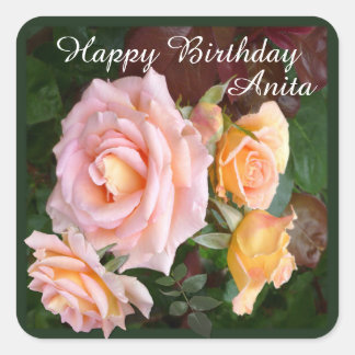 Sticker Carré Beautiful Roses Customizable Birthday