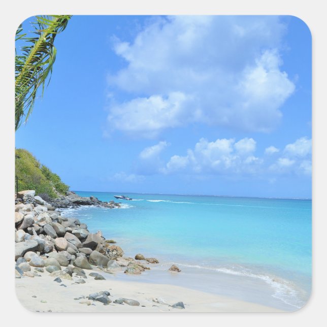 Sticker Carré Beautiful Turquoise Tropical Beach (Devant)