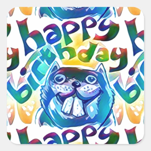 Sticker Carré beaver dit heureux anniversaire (Devant)