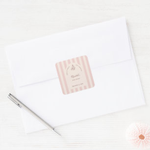 Sticker Carré Bébé à Bord Élégant Voilier Rose Baby Shower