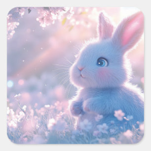 Sticker Carré Bébé adorable dans un champ de fleurs