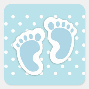 Sticker Carré Bébé bleu mou Pieds de garçon