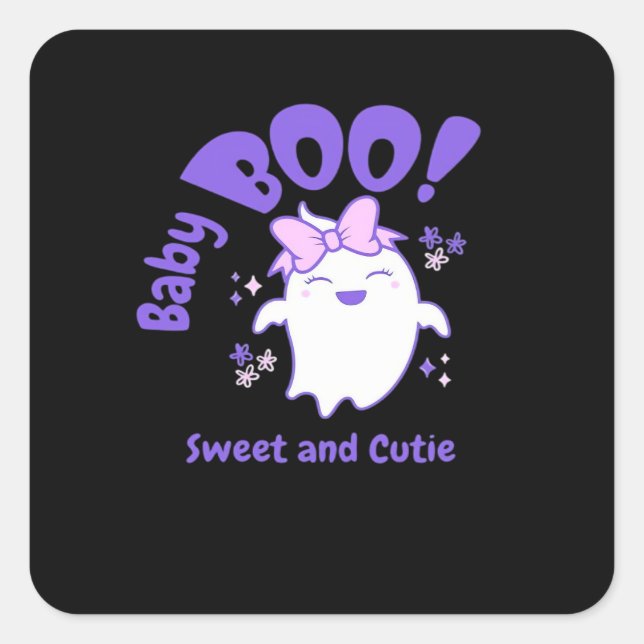 Sticker Carré Bébé Boo ! Design Halloween Sweet Et Toddler (Devant)