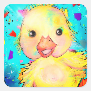Sticker Carré Bébé Canard