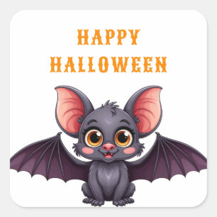 Sticker Carré Bébé Chauve-Souris Amical Sourit Sous Le Ciel D'Ha