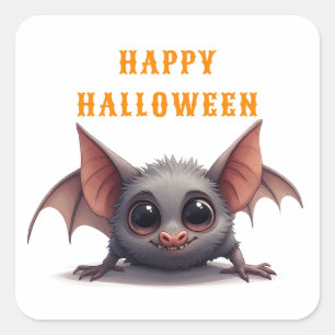 Sticker Carré Bébé Chauve-Souris Mignon Avec De Grands Yeux Joye