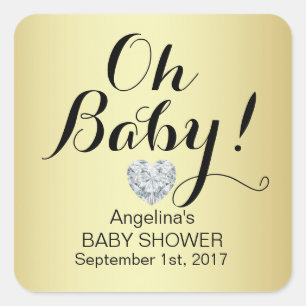 Sticker Carré BÉBÉ de l'OH élégant unique ! Baby shower d'or