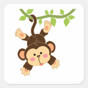 Sticker Carré Bébé de singe de bande dessinée