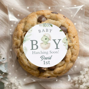 Sticker Carré Bébé garçon aquarelle dinosaure 1er anniversaire &