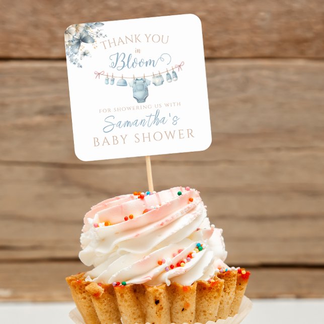 Sticker Carré Bébé Garçon Clothesline Merci d'aquarelle (Créateur téléchargé)