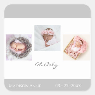 Sticker Carré Bébé Garçon fille mignonne naissance