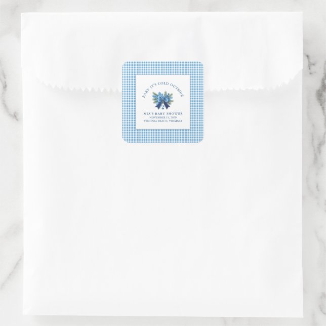 Sticker Carré Bébé Il fait froid à l'extérieur du Baby shower d' (Sac)