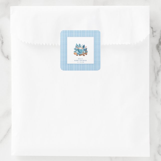 Sticker Carré Bébé Il fait froid à l'extérieur du Baby shower d' (Sac)